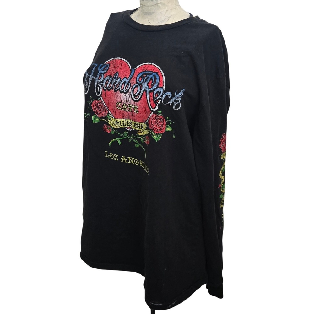 Hard Rock Cafe Shirt Men's Large Los Angeles Long Sleeve Thrashed Paint Grunge M